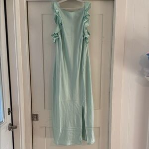 Light Green Green Ruffle Sleeve Dress